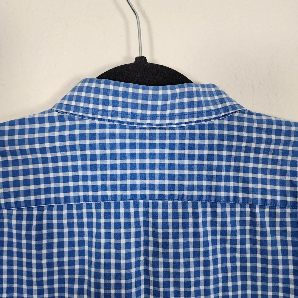 Banana Republic Mens Blue Plaid Regular Fit Long Sleeve Button Up Shirt XL